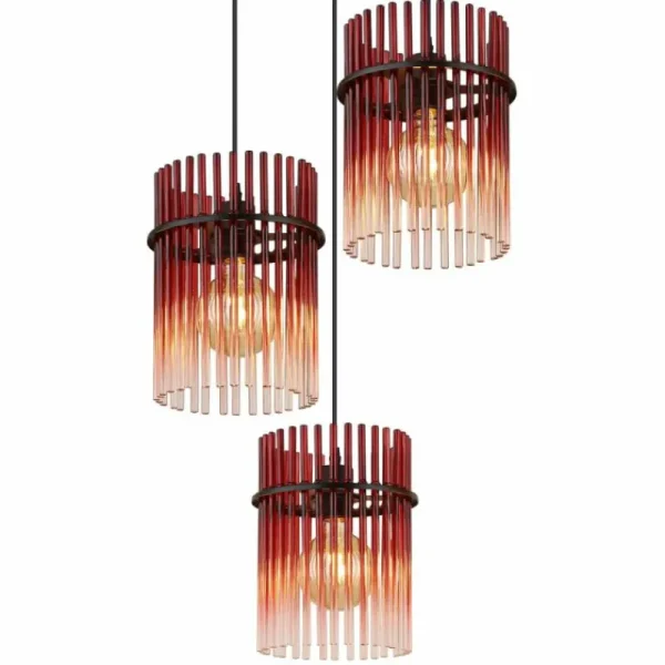 Luminaires Globo Lighting Gorley Suspension Noir, 3 lumières* Lampes En Verre