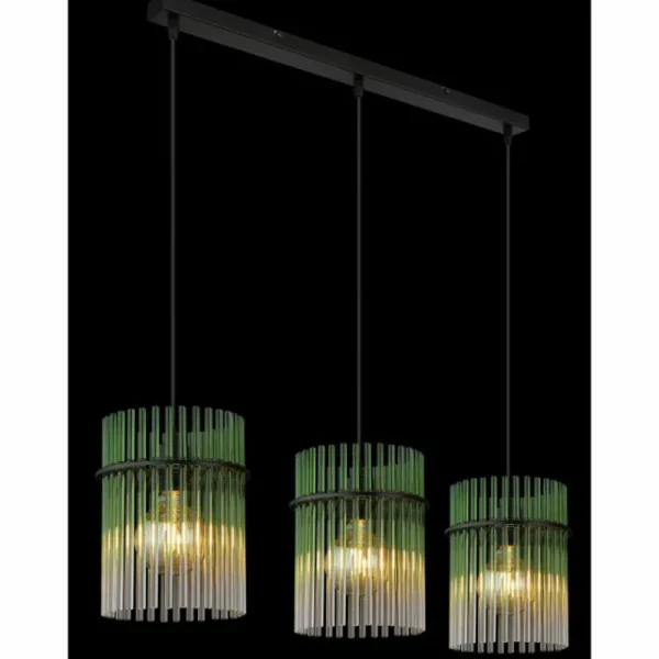 Luminaires Globo Lighting Gorley Suspension Noir, 3 lumières* Lampes En Verre