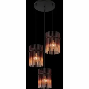 Luminaires Globo Lighting Gorley Suspension Noir, 3 lumières* Lampes En Verre