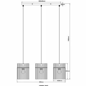 Luminaires Globo Lighting Gorley Suspension Noir, 3 lumières* Lampes En Verre