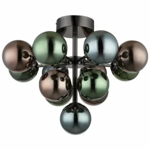 Luminaires Globo Lighting Grappy Plafonnier Chrome, Noir, 13 lumières* Lampes En Verre