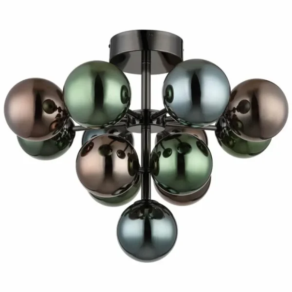 Luminaires Globo Lighting Grappy Plafonnier Chrome, Noir, 13 lumières* Lampes En Verre