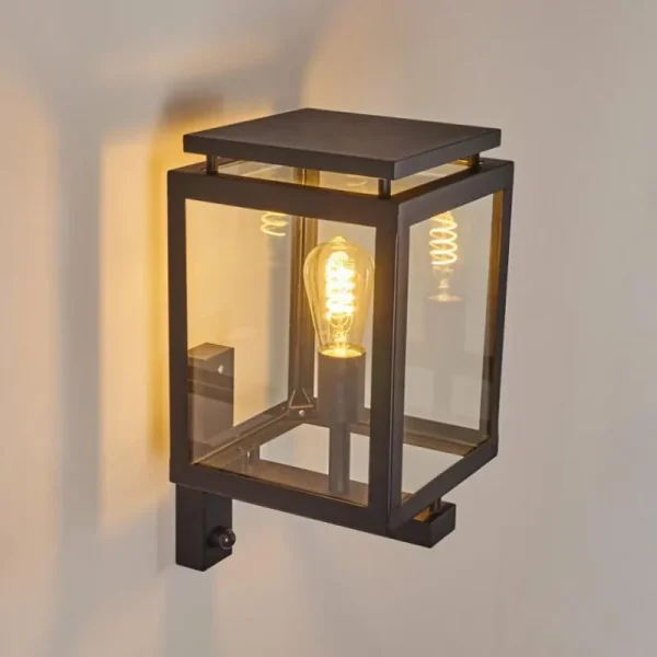 hofstein Greensboro Applique murale d'extérieur Noir, 1 lumière, Détecteur de mouvement* Lampes Modernes