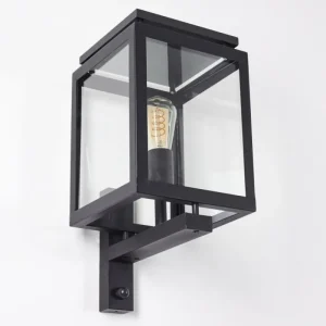 hofstein Greensboro Applique murale d'extérieur Noir, 1 lumière, Détecteur de mouvement* Lampes Modernes