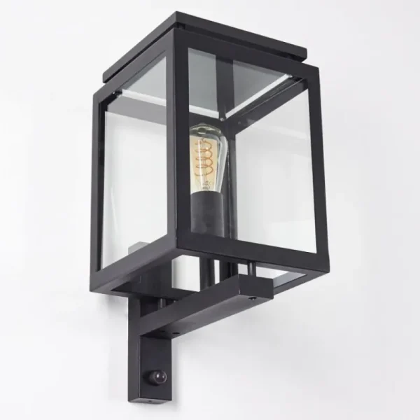 hofstein Greensboro Applique murale d'extérieur Noir, 1 lumière, Détecteur de mouvement* Lampes Modernes