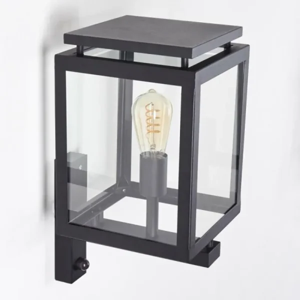 hofstein Greensboro Applique murale d'extérieur Noir, 1 lumière, Détecteur de mouvement* Lampes Modernes