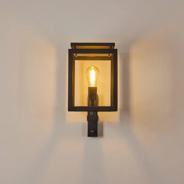 hofstein Greensboro Applique murale d'extérieur Noir, 1 lumière, Détecteur de mouvement* Lampes Modernes