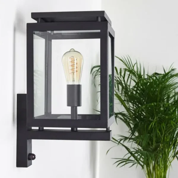 hofstein Greensboro Applique murale d'extérieur Noir, 1 lumière, Détecteur de mouvement* Lampes Modernes