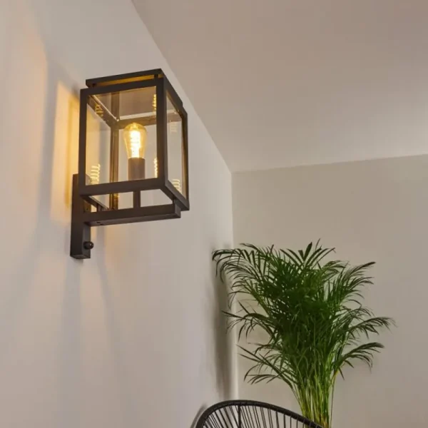 hofstein Greensboro Applique murale d'extérieur Noir, 1 lumière, Détecteur de mouvement* Lampes Modernes