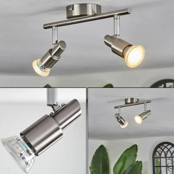 hofstein Gropptorp Plafonnier, Spot de plafond Nickel mat, 2 lumières* Lampes Modernes