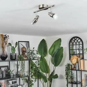 hofstein Gropptorp Plafonnier, Spot de plafond Nickel mat, 2 lumières* Lampes Modernes
