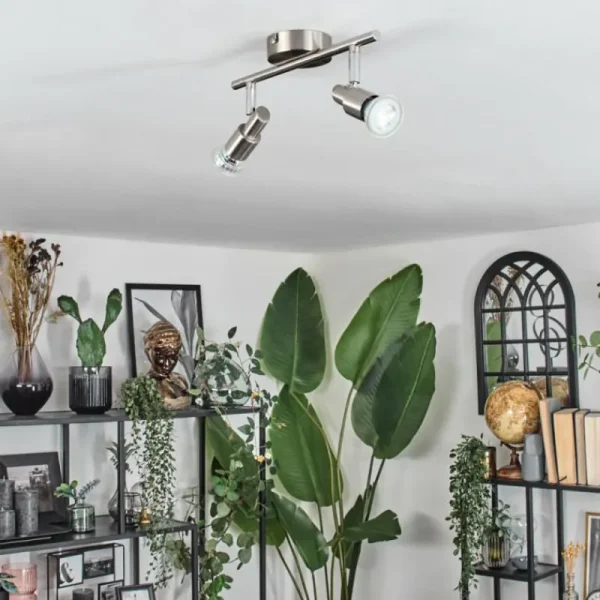 hofstein Gropptorp Plafonnier, Spot de plafond Nickel mat, 2 lumières* Lampes Modernes