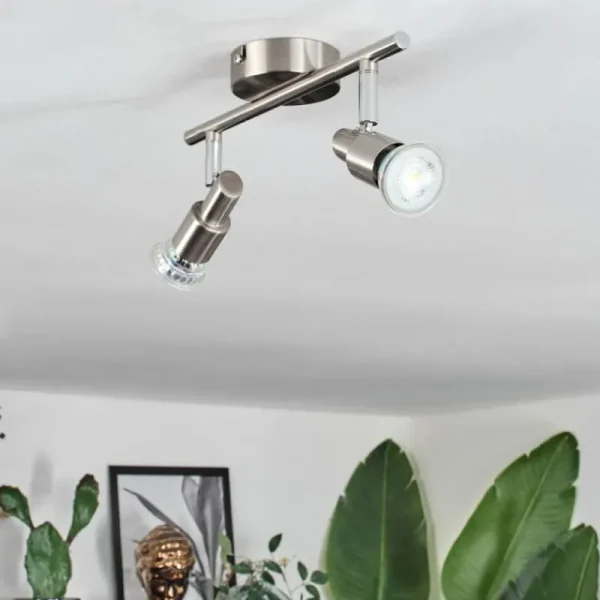 hofstein Gropptorp Plafonnier, Spot de plafond Nickel mat, 2 lumières* Lampes Modernes