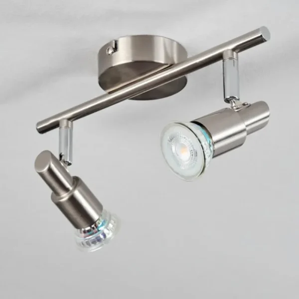 hofstein Gropptorp Plafonnier, Spot de plafond Nickel mat, 2 lumières* Lampes Modernes