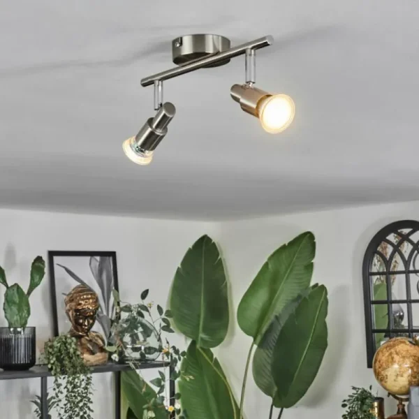 hofstein Gropptorp Plafonnier, Spot de plafond Nickel mat, 2 lumières* Lampes Modernes