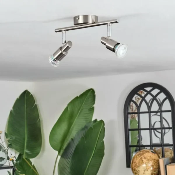 hofstein Gropptorp Plafonnier, Spot de plafond Nickel mat, 2 lumières* Lampes Modernes