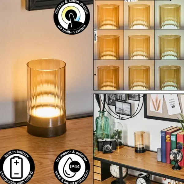 hofstein Grubbe Lampe de table d'extérieur, Lampe à poser LED Noir, 1 lumière* Lampes Modernes