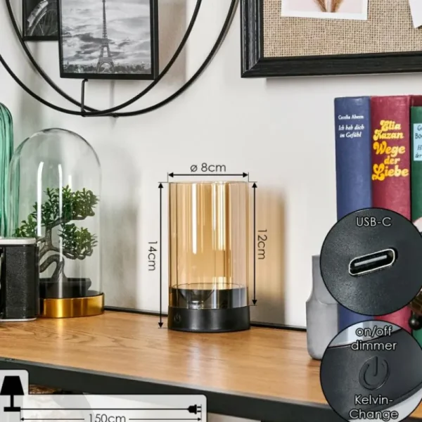 hofstein Grubbe Lampe de table d'extérieur, Lampe à poser LED Noir, 1 lumière* Lampes Modernes