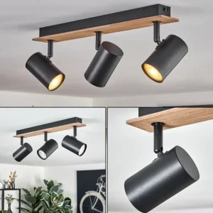 hofstein Guardais Plafonnier Brun, Couleur bois, Noir, 3 lumières* Lampes Modernes