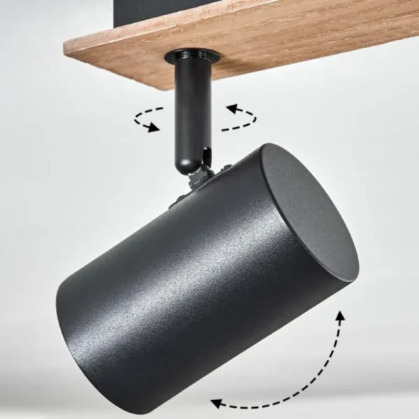 hofstein Guardais Plafonnier Brun, Couleur bois, Noir, 4 lumières* Lampes Modernes