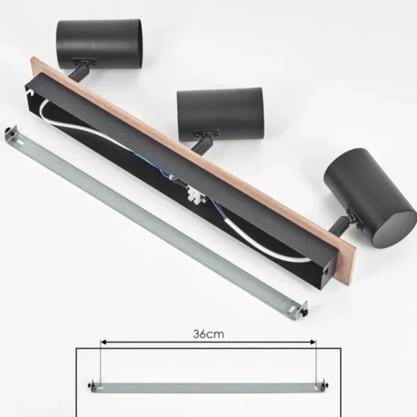 hofstein Guardais Plafonnier Brun, Couleur bois, Noir, 3 lumières* Lampes Modernes