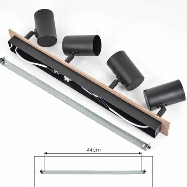 hofstein Guardais Plafonnier Brun, Couleur bois, Noir, 4 lumières* Lampes Modernes