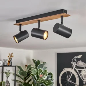 hofstein Guardais Plafonnier Brun, Couleur bois, Noir, 3 lumières* Lampes Modernes