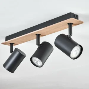 hofstein Guardais Plafonnier Brun, Couleur bois, Noir, 3 lumières* Lampes Modernes