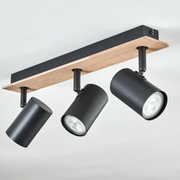 hofstein Guardais Plafonnier Brun, Couleur bois, Noir, 3 lumières* Lampes Modernes