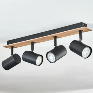 hofstein Guardais Plafonnier Brun, Couleur bois, Noir, 4 lumières* Lampes Modernes