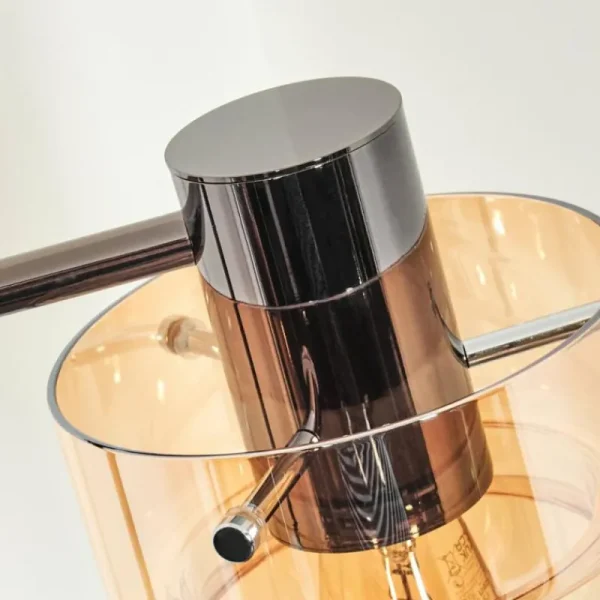 hofstein Hasvik Lampadaire Chrome, Noir, 1 lumière* Lampes En Verre