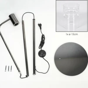 hofstein Hasvik Lampadaire Chrome, Noir, 1 lumière* Lampes En Verre
