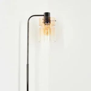hofstein Hasvik Lampadaire Chrome, Noir, 1 lumière* Lampes En Verre