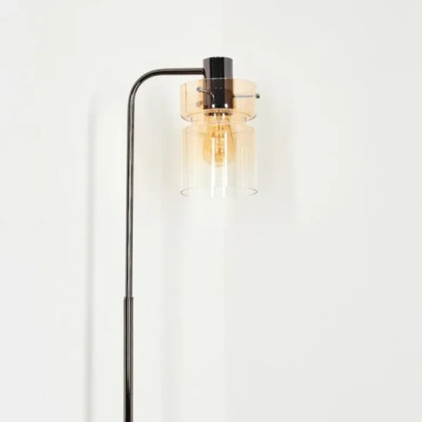 hofstein Hasvik Lampadaire Chrome, Noir, 1 lumière* Lampes En Verre