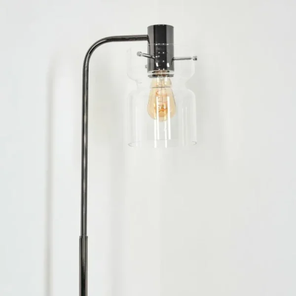 hofstein Hasvik Lampadaire Chrome, Noir, 1 lumière* Lampes En Verre