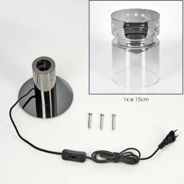 hofstein Hasvik Lampe de bureau, Lampe à poser, Liseuse Chrome, Noir, 1 lumière* Lampes Modernes