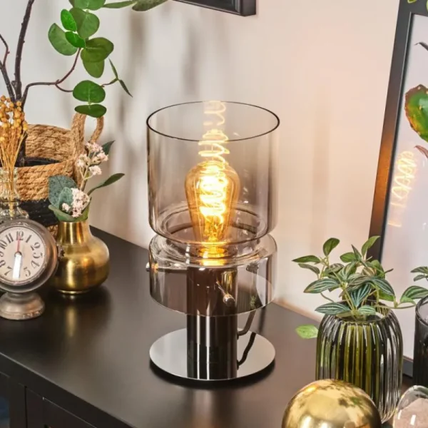 hofstein Hasvik Lampe de bureau, Lampe à poser, Liseuse Chrome, Noir, 1 lumière* Lampes Modernes
