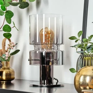 hofstein Hasvik Lampe de bureau, Lampe à poser, Liseuse Chrome, Noir, 1 lumière* Lampes Modernes