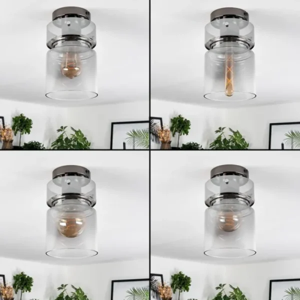 hofstein Hasvik Plafonnier, Spot de plafond Chrome, Fumée, 1 lumière* Lampes Modernes