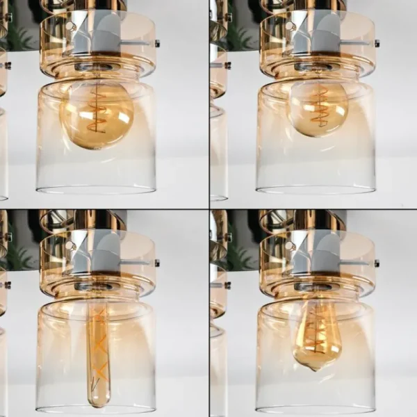 hofstein Hasvik Plafonnier, Spot de plafond Chrome, Noir, 3 lumières* Lampes En Verre