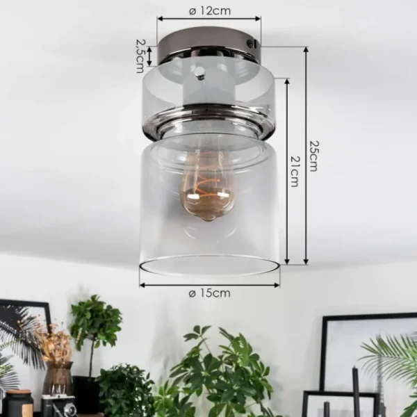 hofstein Hasvik Plafonnier, Spot de plafond Chrome, Fumée, 1 lumière* Lampes Modernes