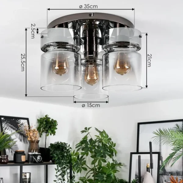 hofstein Hasvik Plafonnier, Spot de plafond Chrome, Noir, 3 lumières* Lampes Modernes