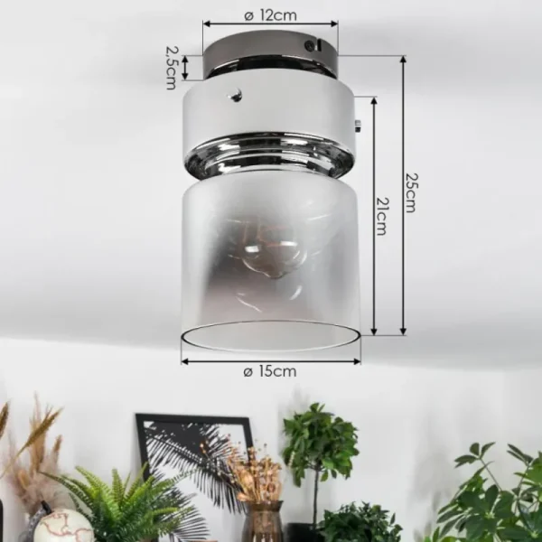 hofstein Hasvik Plafonnier, Spot de plafond Chrome, Fumée, 1 lumière* Lampes Modernes