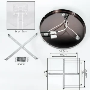 hofstein Hasvik Plafonnier, Spot de plafond Chrome, Noir, 3 lumières* Lampes En Verre