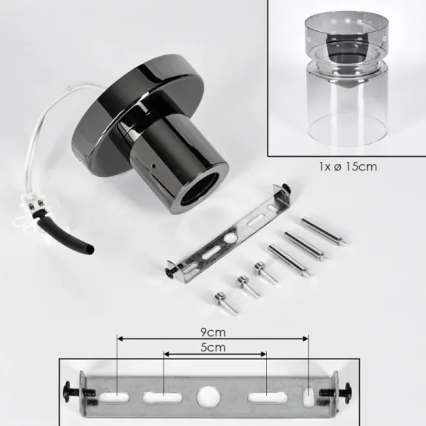 hofstein Hasvik Plafonnier, Spot de plafond Chrome, Fumée, 1 lumière* Lampes Modernes