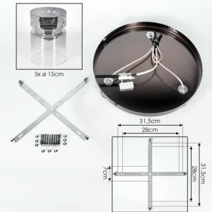 hofstein Hasvik Plafonnier, Spot de plafond Chrome, Noir, 3 lumières* Lampes Modernes