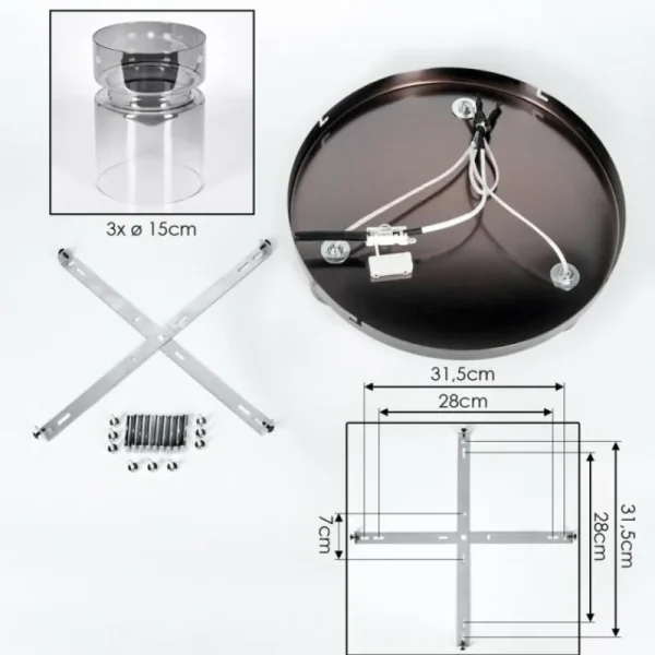 hofstein Hasvik Plafonnier, Spot de plafond Chrome, Noir, 3 lumières* Lampes Modernes