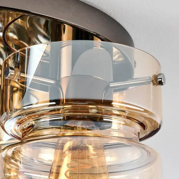 hofstein Hasvik Plafonnier, Spot de plafond Chrome, Noir, 3 lumières* Lampes En Verre