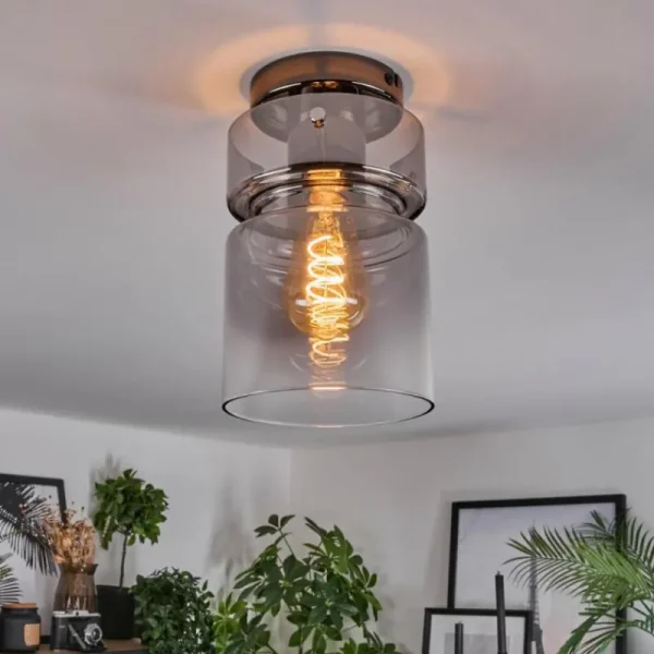 hofstein Hasvik Plafonnier, Spot de plafond Chrome, Fumée, 1 lumière* Lampes Modernes