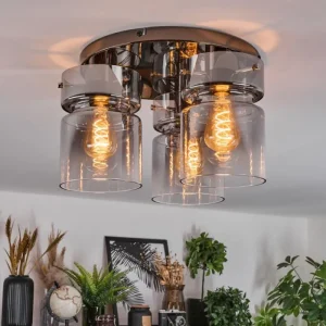 hofstein Hasvik Plafonnier, Spot de plafond Chrome, Noir, 3 lumières* Lampes Modernes